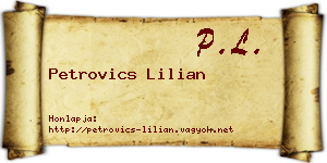 Petrovics Lilian névjegykártya
